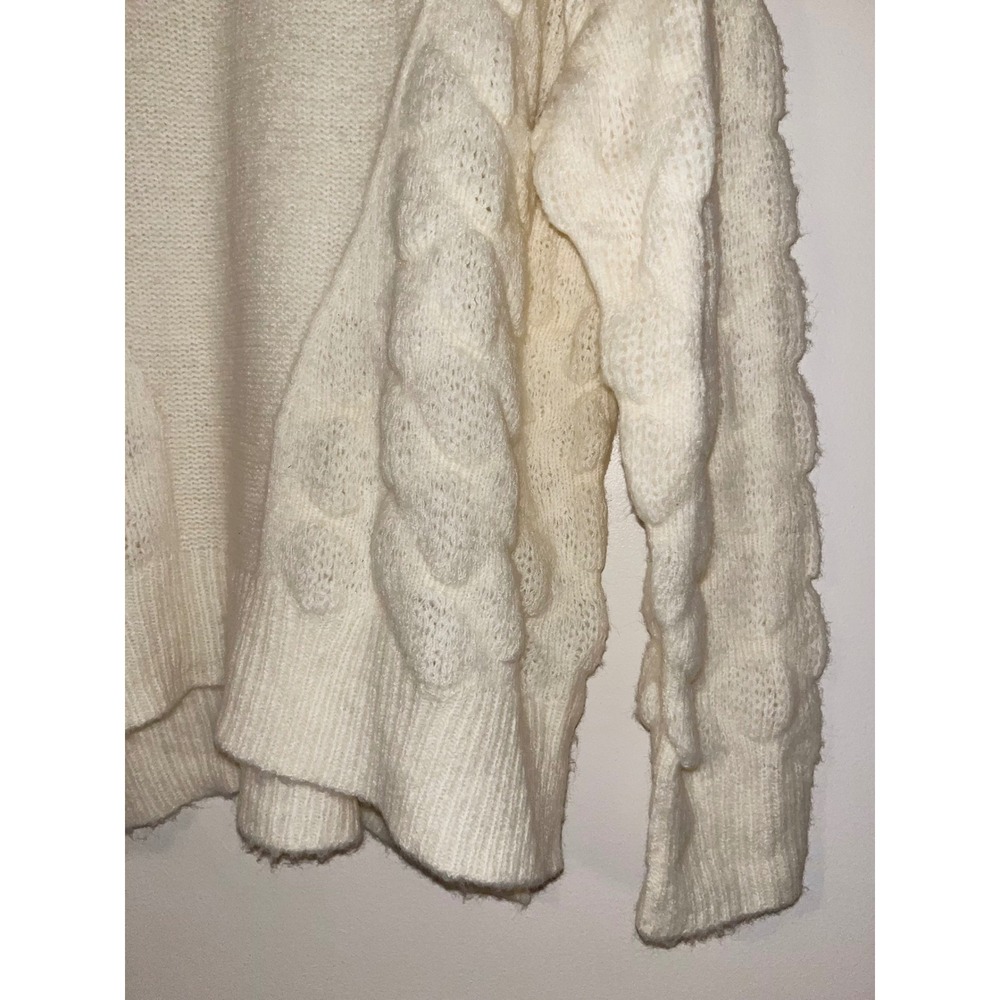 MOON RIVER Anthropologie Ivory Dotted Texture Knit Crew Neck Sweater Women's | S - Picture 8 of 12